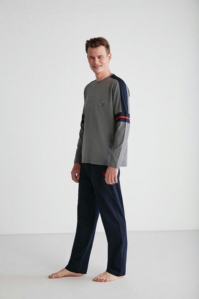 U.S. Polo Assn. Σετ ανδρικών πιτζάμες Anthracite Melange με στρογγυλή λαιμόκοψη