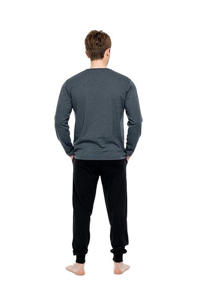 Mod Collection - Set de pijamale pentru bărbați, antracit, cu gât rotund, 3894