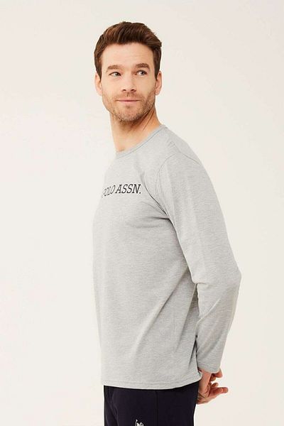 U.S. Polo Assn. Tricou pentru bărbați, gri Melange, cu mânecă lungă 18467