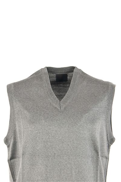 Oppland Men's V-Neck Solid Color Classic Model Comfortable Cut Full Pattern Thin Wool Woven Sweater