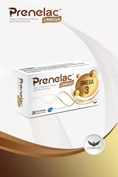 PRENELAC Omega 3, Ginger Multivitamin Containing Food Supplement 30 Soft Gel Capsules