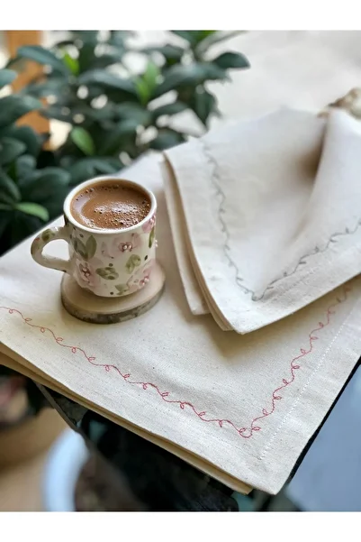 Hayat Ağacı Atölyesi طقم منديل قماش مطرز مكون من قطعتين