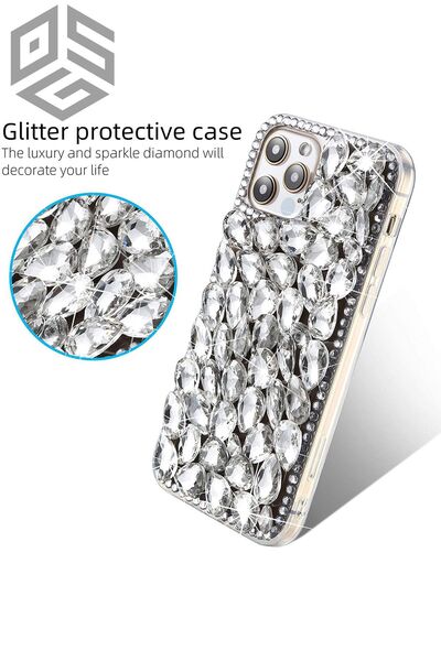 OSG Iphone 13 Ve 14 Kılıf (2 MODEL İLE UYUMLUDUR) Ultra Lüx Renkli Damla Taşlı Kokoş Kılıf