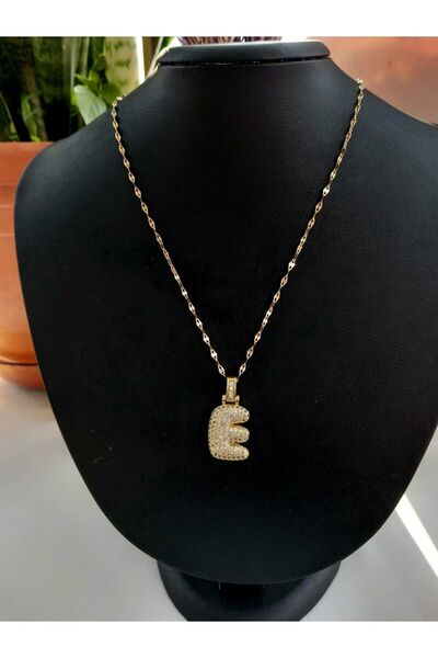 LENA SHİNE ÇELİK ZİRKON TAŞLI E HARFİ  KOLYE