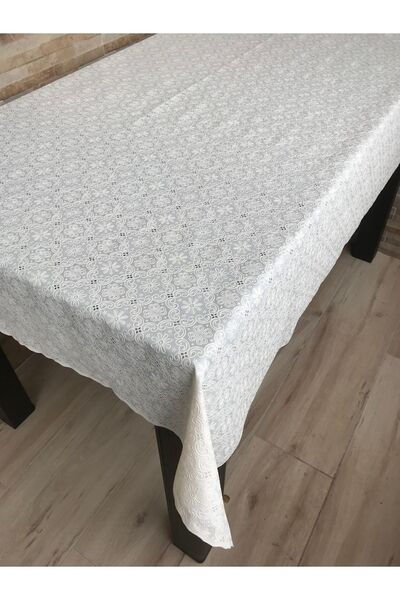 yukselhalimefrusat مفرش طاولة من مادة PVC مطلي بالدانتيل الشفاف