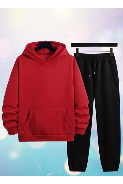 PAWWY Black Red Sweat Tracksuit Set