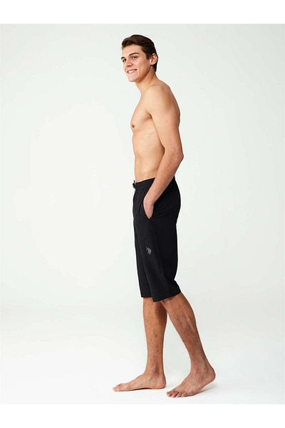 U.S. Polo Assn. - Ανδρικό μαύρο εξαιρετικά μακρύ θαλάσσιο σορτς 23002