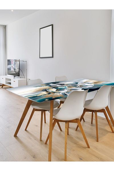 Akıllı Kağıt Special Printed Pattern - Thick Table and Coffee Table Coated Glass Covered Table Protector