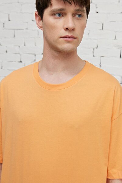 AC&Co / Altınyıldız Classics Men's Melon Ici Oversize Loose Cut Crew Neck 100% Cotton T-Shirt