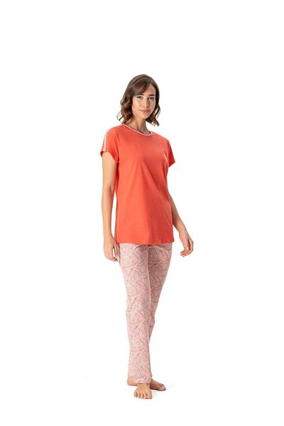 U.S. Polo Assn. US Polo Assn.Women's Coral Round Neck Pajamas Set B.1ON7_NI.0CL2D0