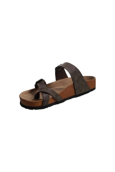 M.P. Khaki Colored Double Buckle Summer Women's Slippers