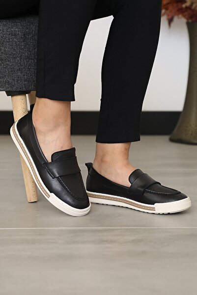 Cooliza حذاء باليرينا نسائي مريح من الجلد الطبيعي - حذاء كاجوال يومي