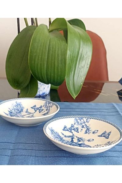 Miss Betty Vintage Blue Life 2 Piece Porcelain Small Size Bowl Set