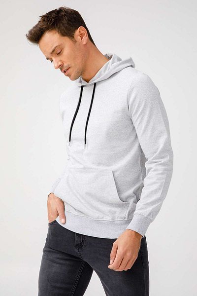 İgs A.Grey Extra Slim Fit - Ανδρικό φούτερ με κουκούλα χωρίς φερμουάρ