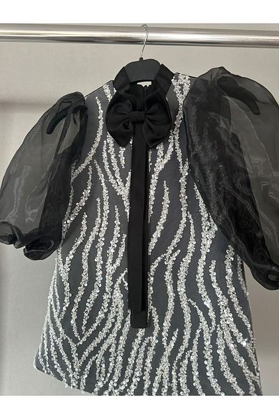 She Dress Bow DeTailed Jewelled Dress