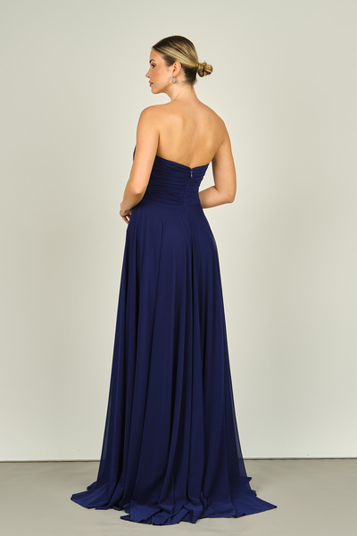 ŞEREF VURAL Purple Strapless Long Women's Evening Dress -5437021