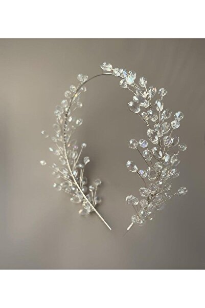 ecrin tuhafiye hobi Beyaz Kristal Taşlı Gelin Tacı