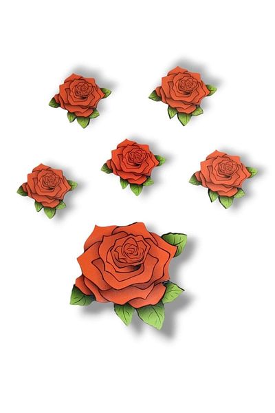 AKIN AKSESUAR HEDİYELİK Wooden Gluing Rose Figured Door and Cabinet Decoration