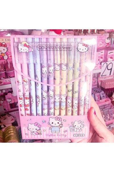 facnspt Kawaii Sanrio - Hello Kitty 10’lu Tükenmez Kutulu Kalem Seti