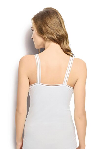 Jiber Women's White Cotton Lycra Rope Strap 6-Piece Undershirt 553