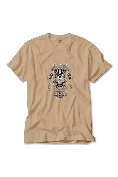 Z zepplin Samurai Cream T-Shirt - Skull Pattern