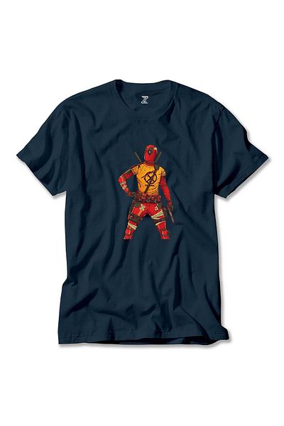 Z zepplin X Ανδρικό μπλουζάκι Navy Blue - Λογότυπο Deadpool