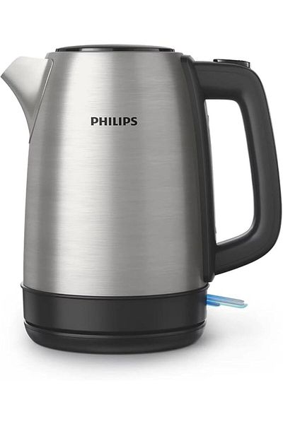Philips غلاية معدنية يومية جديدة، سعة 1.7 لتر، 2200 واط، فضي/أسود، HD9350/92