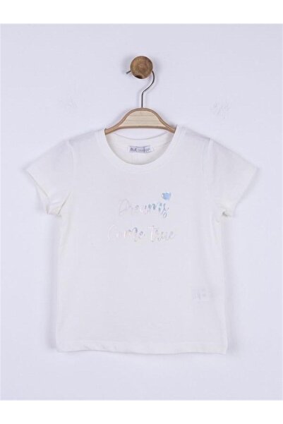 NK Girl's Cotton Silver Shiny Written Mila T-shirt