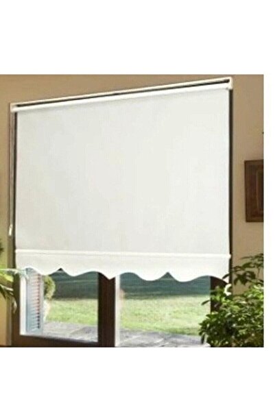 BigPazar EKRU (Kırık Beyaz) Düz Güneşlik Stor Perde Etek Dilimli Kaliteli Kumaş