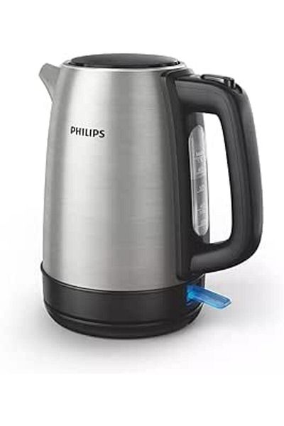 Philips غلاية معدنية يومية جديدة، سعة 1.7 لتر، 2200 واط، فضي/أسود، HD9350/92