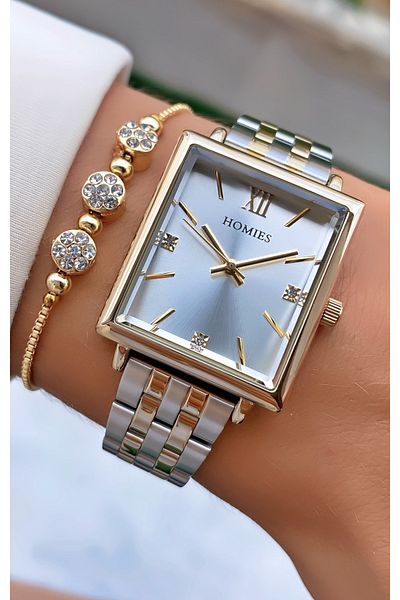 Homies Brand Rose Silver Color Waterproof Women's Wristwatch - Bracelet 0850hms011289