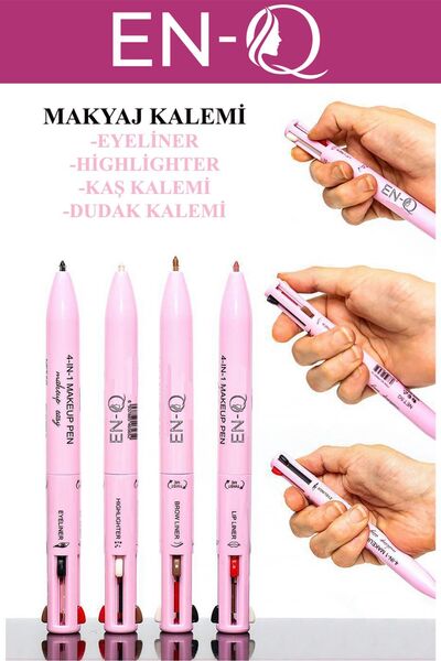 ENQ Makyaj Kalemi 4 in 1 - 4ü Bir Arada - Dudak Kalemi,Highlighter , Kaş Kalemi , Eyeliner