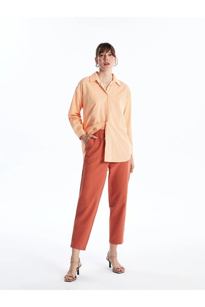 LC Waikiki LCWAIKIKI Classic Women's Pants - Comfortable Fit, Elastic Waist, Solid Linen Mix