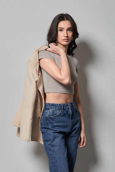 Fulla Moda Glittery Crew Neck Crop Body