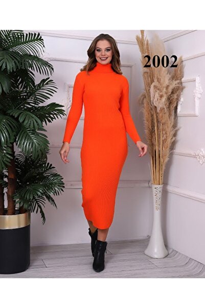 Sfg Life Moda Rochie creion din tricotaje elastice cu decolteu slim - portocaliu