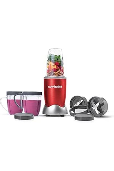 Nutribullet 600 Watts, 9 Piece Accessories, High Speed Blender, Mixer System, Smoothie Maker, Red