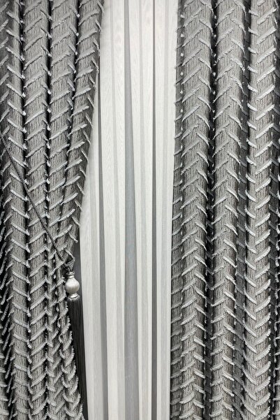 Cortibo Harmony Series - Gray Tufted Background Curtain with 1 to 2 Sparse Pleats