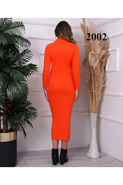 Sfg Life Moda Rochie creion din tricotaje elastice cu decolteu slim - portocaliu