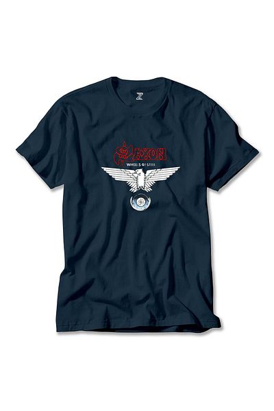 Z zepplin Saxon Wheels of Steel - Navy Blue T-Shirt