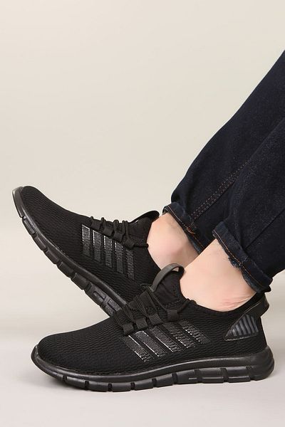 lord's ayakkabı Tricotaje negre pentru bărbați, pantofi sport cu slip-on