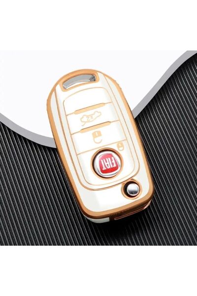 AYZ GARAGE حافظة مفاتيح فيات إيجيا مصنوعة من مادة TPU كريمية (3 مفاتيح)