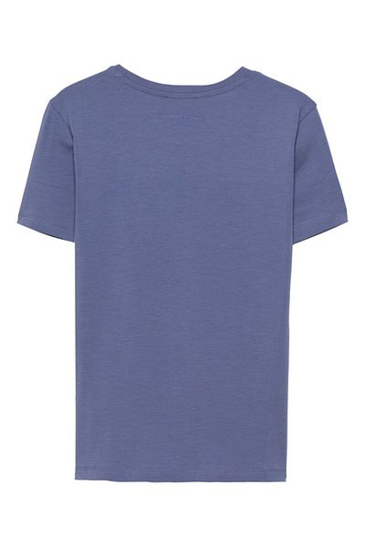 Emporio Armani Tricou albastru din bumbac cu mânecă scurtă cu gât rotund pentru femei - 3D2T7N 2J07Z-0829
