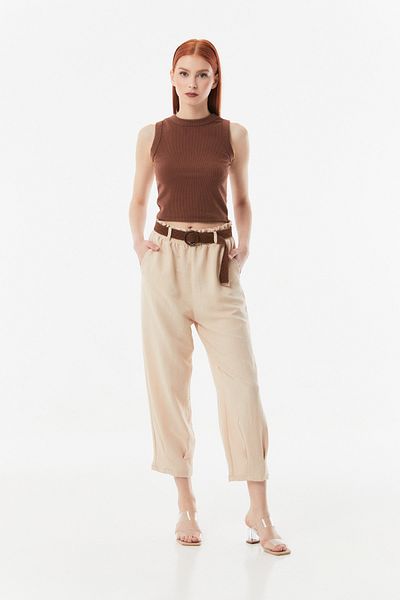 Fulla Moda Kurzer Body mit Rundhalsausschnitt und Kordel