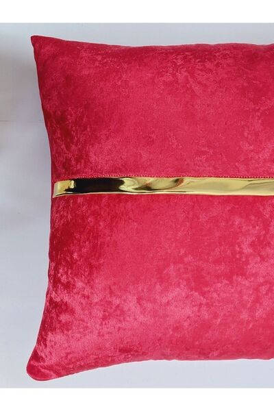 BALADI HOME 40x40 cm Square Throw Pillow Cover with Velvet Fabric and Gold Leather Accessories