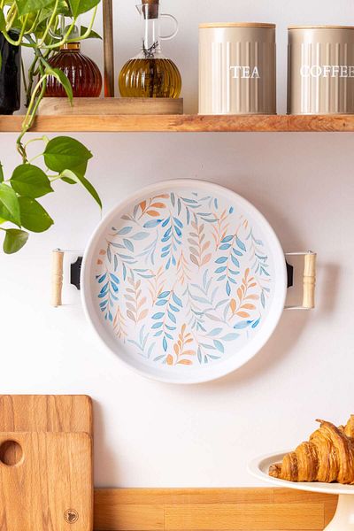 FH finehome Leaf Patterned Pargi Tray - 30cm