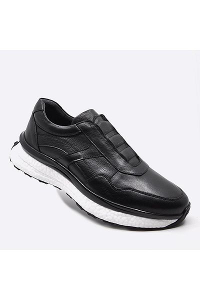 Fosco Black Genuine Leather Sneaker Shoes 2986