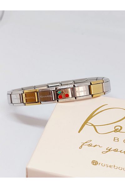 RoseCo00 Italian Charm Steel Combination Bracelet