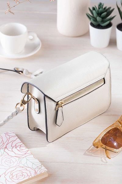 Conceria Pelle Women's Genuine Leather Bag with Strap - Satchel Bag, Cream
