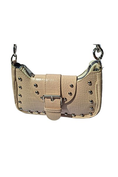 FASOLDY Bony Zımbalı Timsah Desenli Latte Kol Çantası