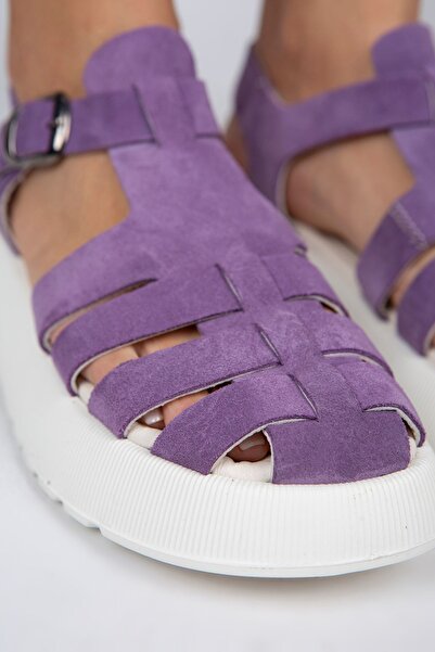 Manijero Rosa Women's Genuine Leather Buckle Purple Sandals